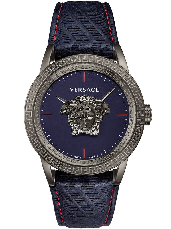 Buy Shop Versace Palazzo Empire Blue Dial Blue Leather Strap Watch for Men - VERD00118 USA Online