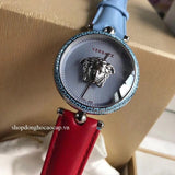 Buy Shop Versace Palazzo Empire Blue Dial Blue & Red Leather Strap Watch for Women - VCO070017 USA Online