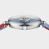 Buy Shop Versace Palazzo Empire Blue Dial Blue & Red Leather Strap Watch for Women - VCO070017 USA Online