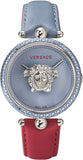 Buy Shop Versace Palazzo Empire Blue Dial Blue & Red Leather Strap Watch for Women - VCO070017 USA Online