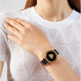 Buy Shop Versace Palazzo Empire Greca Black Dial Black Leather Strap Watch for Women - VEDV00119 USA Online