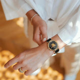 Buy Shop Versace Palazzo Empire Greca Black Dial Black Leather Strap Watch for Women - VEDV00119 USA Online
