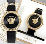 Buy Shop Versace Palazzo Empire Greca Black Dial Black Leather Strap Watch for Women - VEDV00119 USA Online