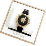 Buy Shop Versace Palazzo Empire Greca Black Dial Black Leather Strap Watch for Women - VEDV00119 USA Online