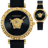 Buy Shop Versace Palazzo Empire Greca Black Dial Black Leather Strap Watch for Women - VEDV00119 USA Online