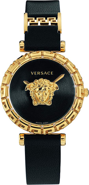 Buy Shop Versace Palazzo Empire Greca Black Dial Black Leather Strap Watch for Women - VEDV00119 USA Online