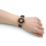 Buy Shop Versace Palazzo Empire Greca Black Dial Black Leather Strap Watch for Women - VEDV00719 USA Online