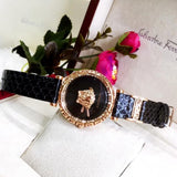 Buy Shop Versace Palazzo Empire Greca Black Dial Black Leather Strap Watch for Women - VEDV00719 USA Online