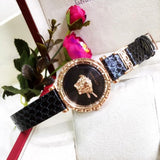 Buy Shop Versace Palazzo Empire Greca Black Dial Black Leather Strap Watch for Women - VEDV00719 USA Online
