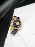 Buy Shop Versace Palazzo Empire Greca Black Dial Black Leather Strap Watch for Women - VEDV00719 USA Online