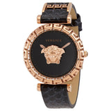 Buy Shop Versace Palazzo Empire Greca Black Dial Black Leather Strap Watch for Women - VEDV00719 USA Online