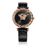 Buy Shop Versace Palazzo Empire Greca Black Dial Black Leather Strap Watch for Women - VEDV00719 USA Online