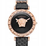 Buy Shop Versace Palazzo Empire Greca Black Dial Black Leather Strap Watch for Women - VEDV00719 USA Online