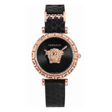 Buy Shop Versace Palazzo Empire Greca Black Dial Black Leather Strap Watch for Women - VEDV00719 USA Online