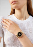 Buy Shop Versace Palazzo Empire Greca Black Dial Gold Mesh Bracelet Watch for Women - VEDV00519 USA Online