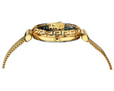 Buy Shop Versace Palazzo Empire Greca Black Dial Gold Mesh Bracelet Watch for Women - VEDV00519 USA Online