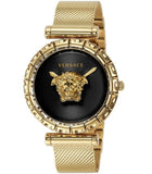 Buy Shop Versace Palazzo Empire Greca Black Dial Gold Mesh Bracelet Watch for Women - VEDV00519 USA Online
