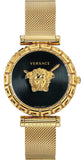 Buy Shop Versace Palazzo Empire Greca Black Dial Gold Mesh Bracelet Watch for Women - VEDV00519 USA Online