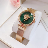 Buy Shop Versace Palazzo Empire Greca Green Dial Gold Mesh Bracelet Watch for Women - VEDV00819 USA Online