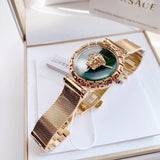 Buy Shop Versace Palazzo Empire Greca Green Dial Gold Mesh Bracelet Watch for Women - VEDV00819 USA Online