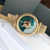 Buy Shop Versace Palazzo Empire Greca Green Dial Gold Mesh Bracelet Watch for Women - VEDV00819 USA Online