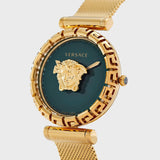 Buy Shop Versace Palazzo Empire Greca Green Dial Gold Mesh Bracelet Watch for Women - VEDV00819 USA Online
