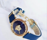Buy Shop Versace Palazzo Empire Greca Quartz Blue Dial Blue Leather Strap Watch for Women - VEDV00219 USA Online