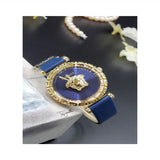 Buy Shop Versace Palazzo Empire Greca Quartz Blue Dial Blue Leather Strap Watch for Women - VEDV00219 USA Online
