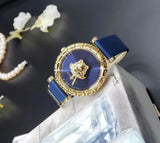 Buy Shop Versace Palazzo Empire Greca Quartz Blue Dial Blue Leather Strap Watch for Women - VEDV00219 USA Online