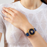 Buy Shop Versace Palazzo Empire Greca Quartz Blue Dial Blue Leather Strap Watch for Women - VEDV00219 USA Online