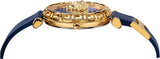 Buy Shop Versace Palazzo Empire Greca Quartz Blue Dial Blue Leather Strap Watch for Women - VEDV00219 USA Online