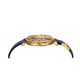 Buy Shop Versace Palazzo Empire Greca Quartz Blue Dial Blue Leather Strap Watch for Women - VEDV00219 USA Online