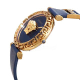 Buy Shop Versace Palazzo Empire Greca Quartz Blue Dial Blue Leather Strap Watch for Women - VEDV00219 USA Online