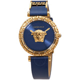 Buy Shop Versace Palazzo Empire Greca Quartz Blue Dial Blue Leather Strap Watch for Women - VEDV00219 USA Online