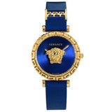Buy Shop Versace Palazzo Empire Greca Quartz Blue Dial Blue Leather Strap Watch for Women - VEDV00219 USA Online