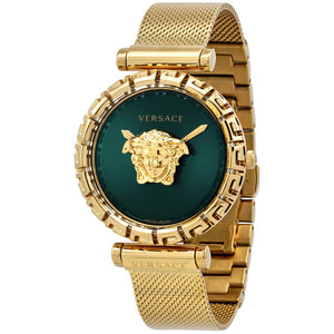 Buy Shop Versace Palazzo Empire Greca Green Dial Gold Mesh Bracelet Watch for Women - VEDV00819 USA Online