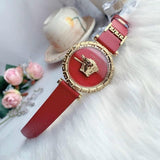 Buy Shop Versace Palazzo Empire Greca Red Dial Red Leather Strap Watch for Women - VEDV00319 USA Online