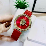 Buy Shop Versace Palazzo Empire Greca Red Dial Red Leather Strap Watch for Women - VEDV00319 USA Online