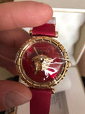 Buy Shop Versace Palazzo Empire Greca Red Dial Red Leather Strap Watch for Women - VEDV00319 USA Online