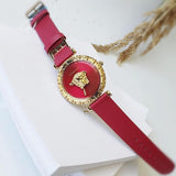 Buy Shop Versace Palazzo Empire Greca Red Dial Red Leather Strap Watch for Women - VEDV00319 USA Online
