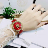 Buy Shop Versace Palazzo Empire Greca Red Dial Red Leather Strap Watch for Women - VEDV00319 USA Online