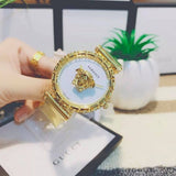 Buy Shop Versace Palazzo Empire Greca White Dial Gold Mesh Bracelet Watch for Women - VEDV00619 USA Online