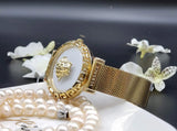 Buy Shop Versace Palazzo Empire Greca White Dial Gold Mesh Bracelet Watch for Women - VEDV00619 USA Online