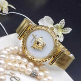 Buy Shop Versace Palazzo Empire Greca White Dial Gold Mesh Bracelet Watch for Women - VEDV00619 USA Online