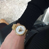 Buy Shop Versace Palazzo Empire Greca White Dial Gold Mesh Bracelet Watch for Women - VEDV00619 USA Online