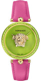 Buy Shop Versace Palazzo Empire Green Dial Pink Leather Strap Watch for Women - VCO150017 USA Online