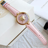Buy Shop Versace Palazzo Empire Pink Dial Pink Leather Strap Watch for Women - VCO030017 USA Online