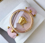 Buy Shop Versace Palazzo Empire Pink Dial Pink Leather Strap Watch for Women - VCO030017 USA Online