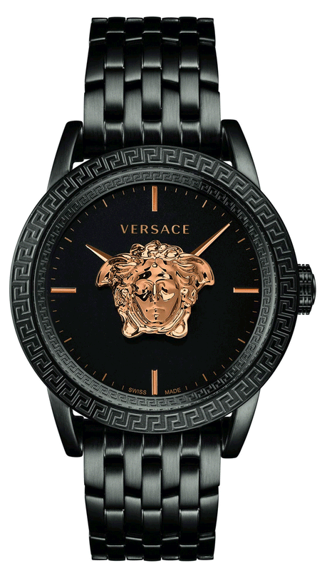 Buy Shop Versace Palazzo Empire Quartz Black Dial Black Steel Strap Watch For Men - VEDB00518 USA Online