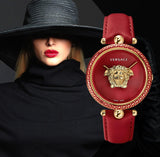 Buy Shop Versace Palazzo Empire Red Dial Red Leather Strap Watch for Women - VCO120017 USA Online
